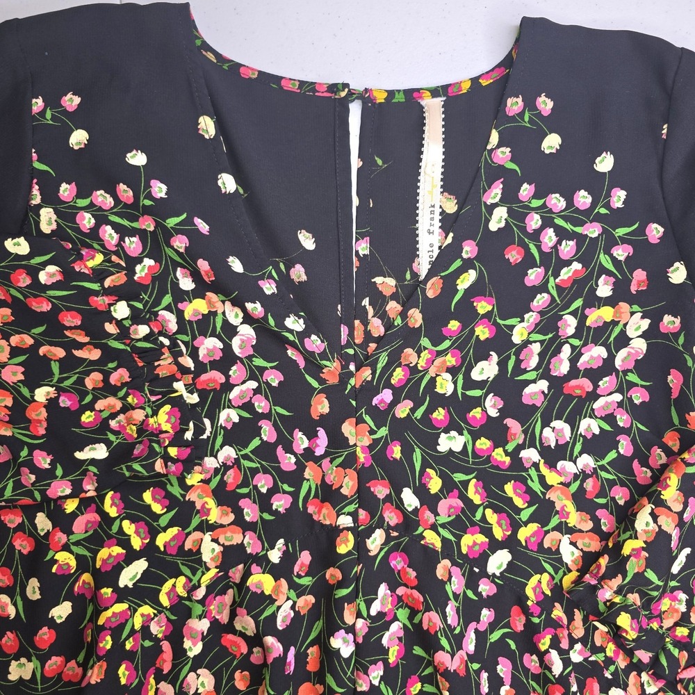 UNCLE FRANK Women's XL Black Floral Midi Dress -2262‎